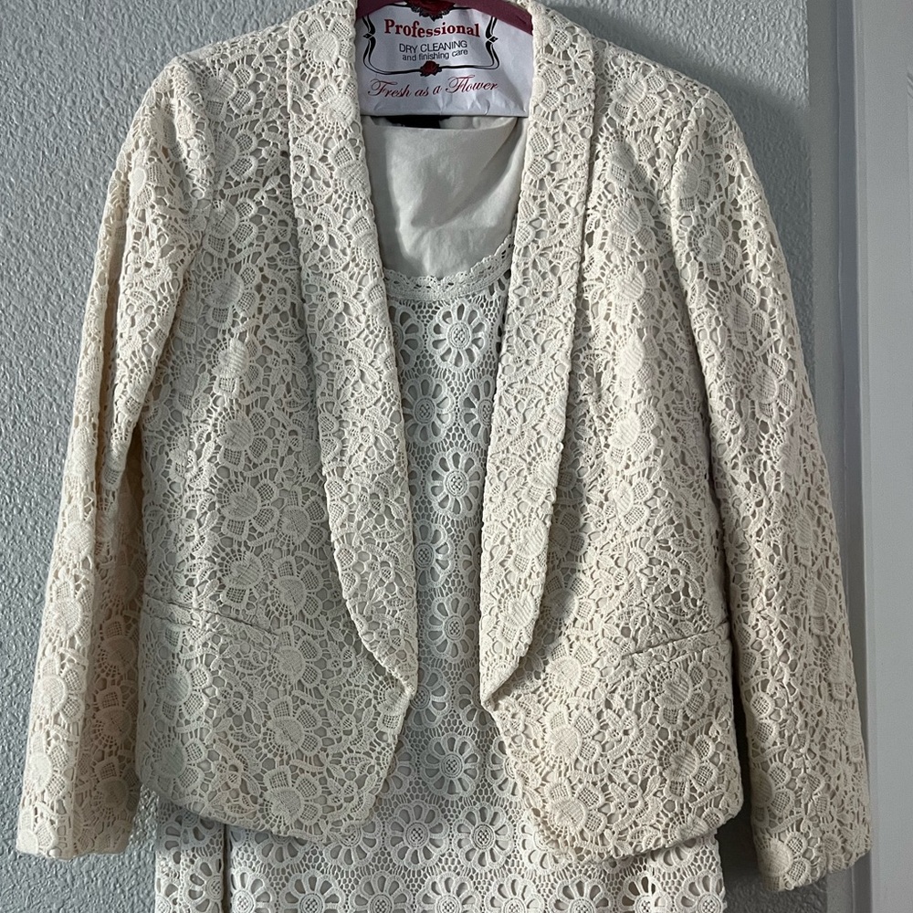 LOFT Cream Crochet Women's Blazer